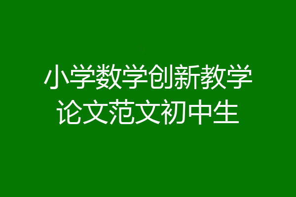 小学数学创新教学论文范文初中生