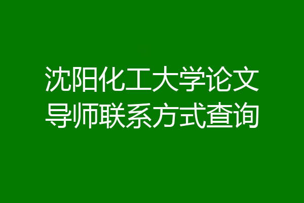 沈阳化工大学论文导师联系方式查询
