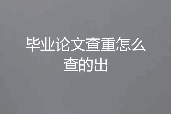毕业论文查重怎么查的出