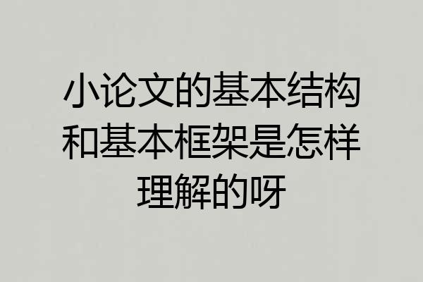 小论文的基本结构和基本框架是怎样理解的呀