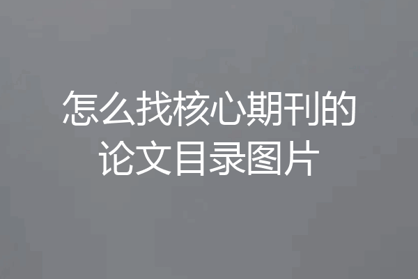怎么找核心期刊的论文目录图片