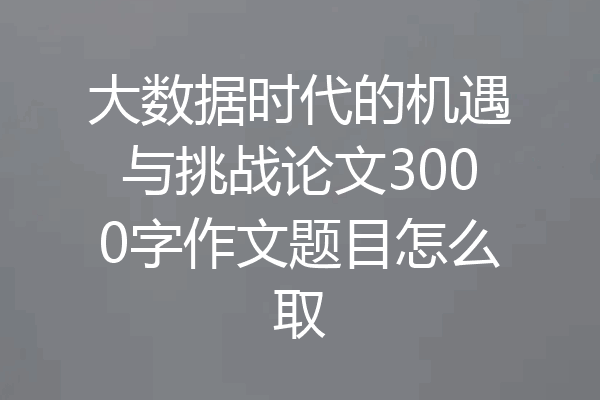 大数据时代的机遇与挑战论文3000字作文题目怎么取
