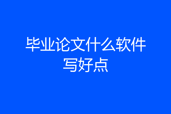 毕业论文什么软件写好点