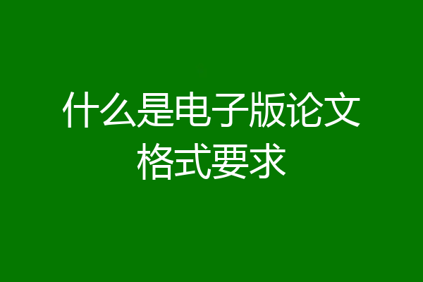 什么是电子版论文格式要求