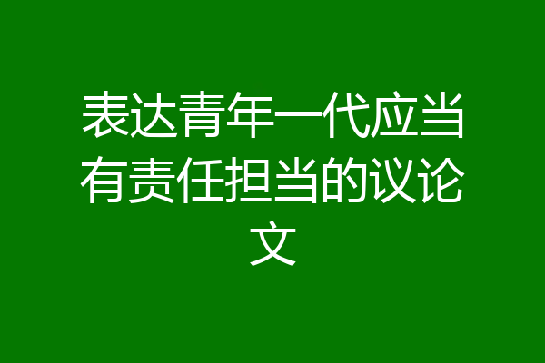 表达青年一代应当有责任担当的议论文