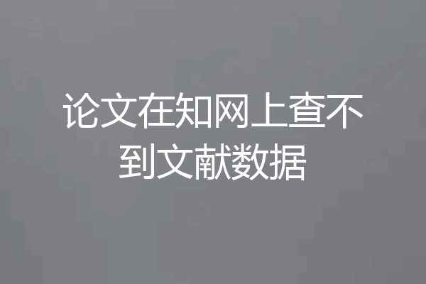 论文在知网上查不到文献数据