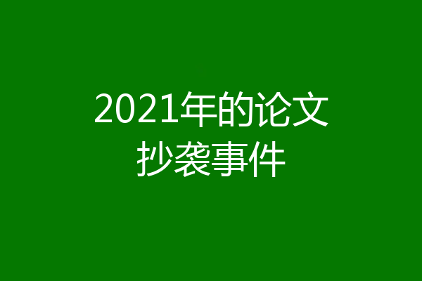2021年的论文抄袭事件