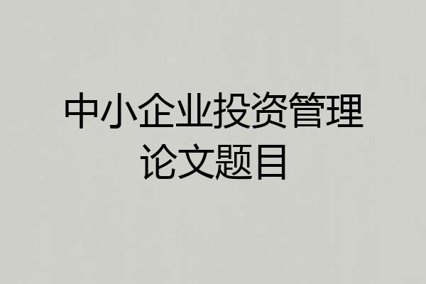 中小企业投资管理论文题目