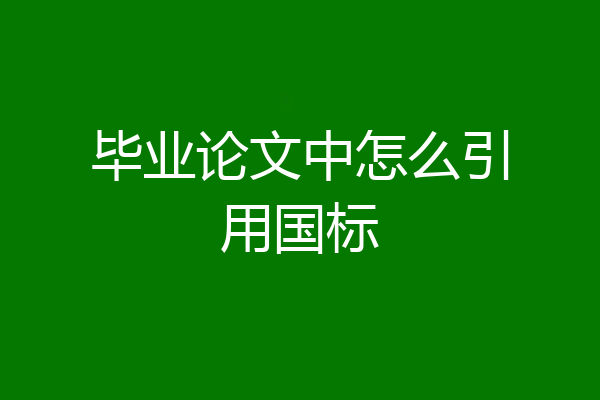 毕业论文中怎么引用国标