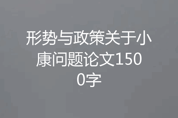 形势与政策关于小康问题论文1500字