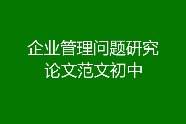 企业管理问题研究论文范文初中
