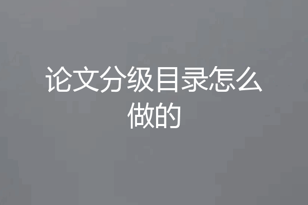 论文分级目录怎么做的