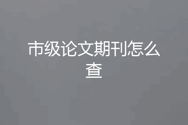 市级论文期刊怎么查