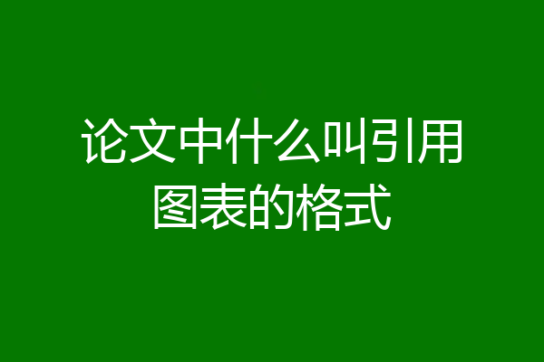 论文中什么叫引用图表的格式