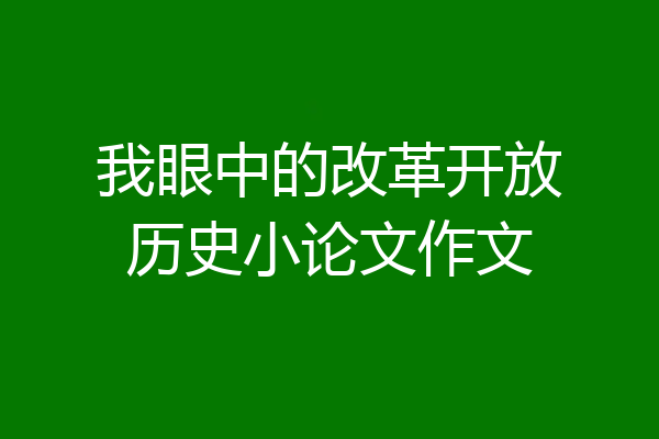 我眼中的改革开放历史小论文作文