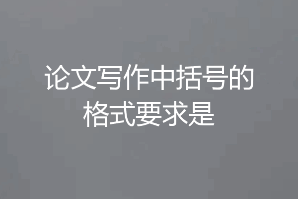论文写作中括号的格式要求是