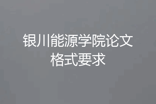 银川能源学院论文格式要求