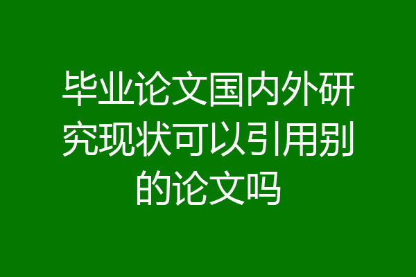 毕业论文国内外研究现状可以引用别的论文吗