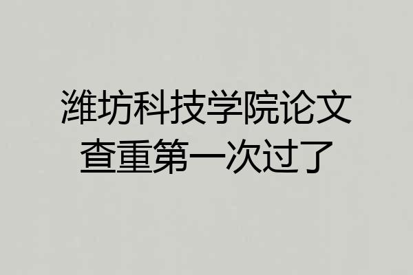 潍坊科技学院论文查重第一次过了