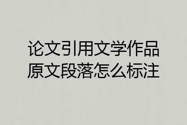 论文引用文学作品原文段落怎么标注