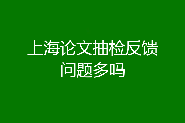 上海论文抽检反馈问题多吗