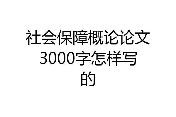 社会保障概论论文3000字怎样写的