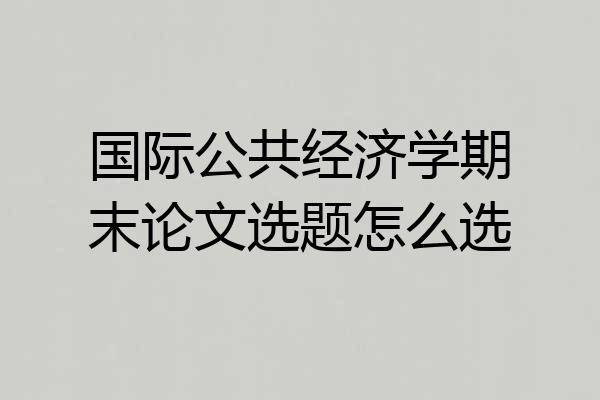 国际公共经济学期末论文选题怎么选