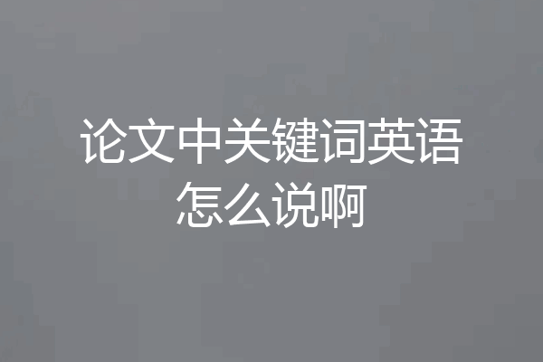 论文中关键词英语怎么说啊