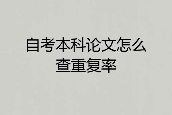 自考本科论文怎么查重复率