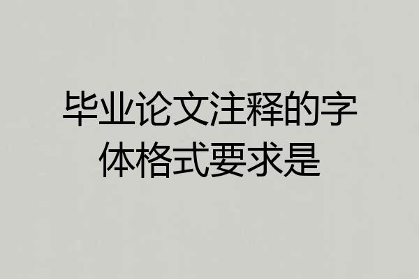 毕业论文注释的字体格式要求是