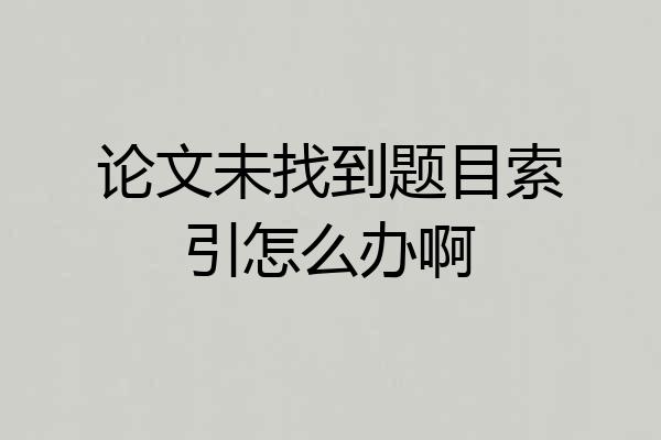 论文未找到题目索引怎么办啊