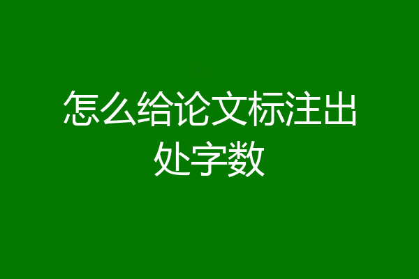 怎么给论文标注出处字数