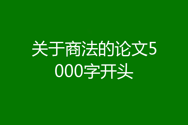 关于商法的论文5000字开头