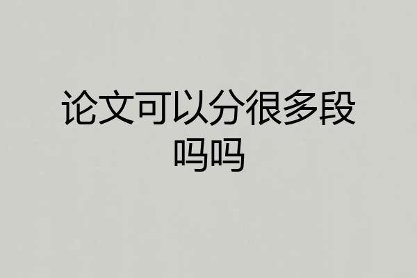 论文可以分很多段吗吗