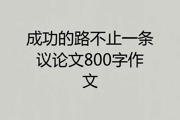 成功的路不止一条议论文800字作文