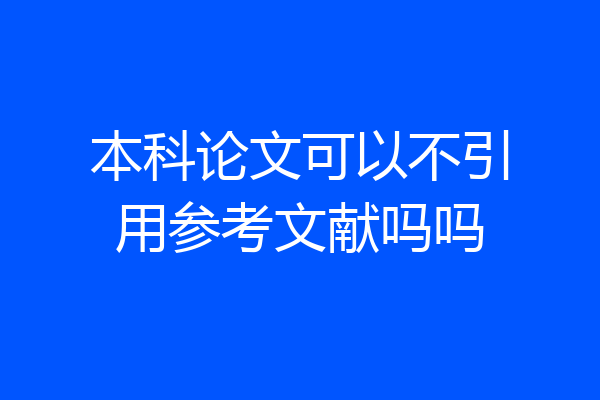 本科论文可以不引用参考文献吗吗