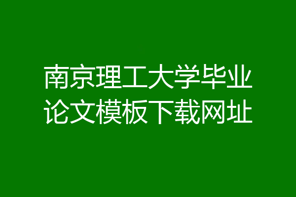 南京理工大学毕业论文模板下载网址