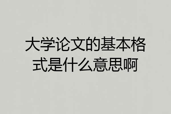 大学论文的基本格式是什么意思啊