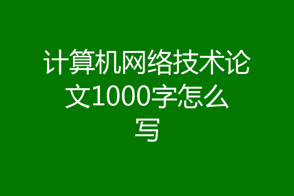计算机网络技术论文1000字怎么写