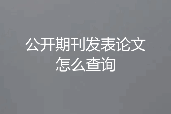 公开期刊发表论文怎么查询