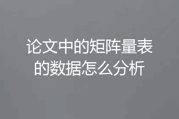 论文中的矩阵量表的数据怎么分析