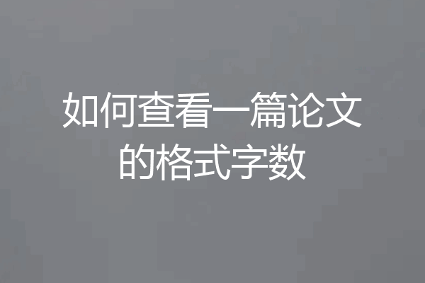 如何查看一篇论文的格式字数