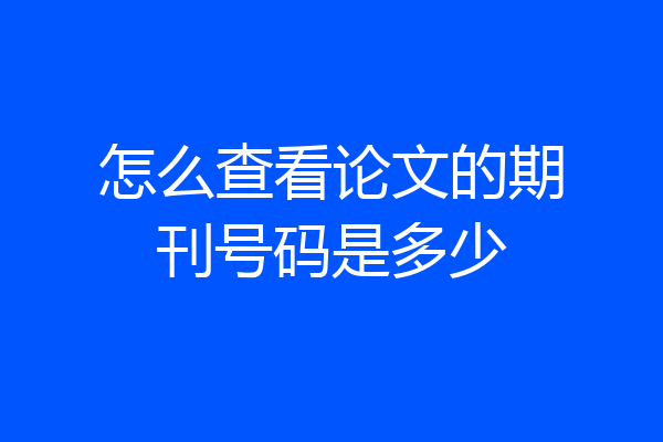 怎么查看论文的期刊号码是多少