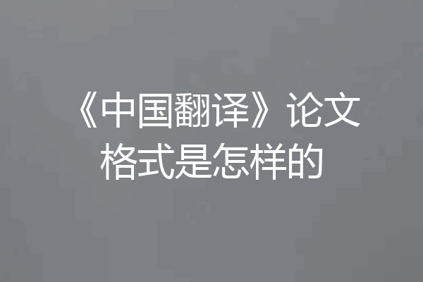 《中国翻译》论文格式是怎样的