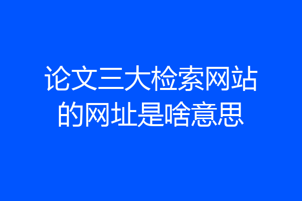 论文三大检索网站的网址是啥意思