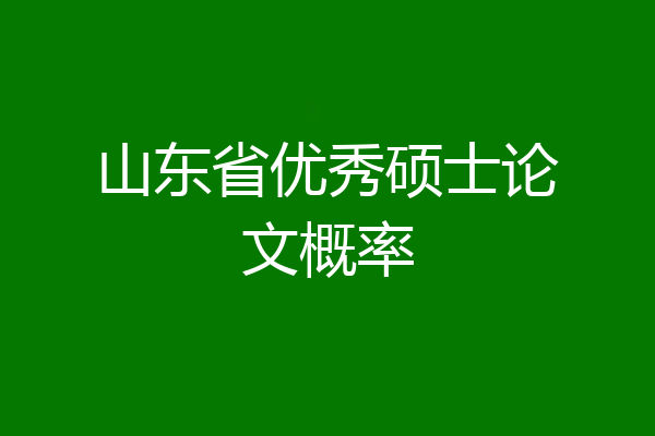 山东省优秀硕士论文概率