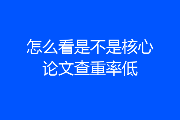 怎么看是不是核心论文查重率低