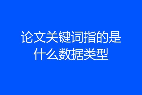 论文关键词指的是什么数据类型