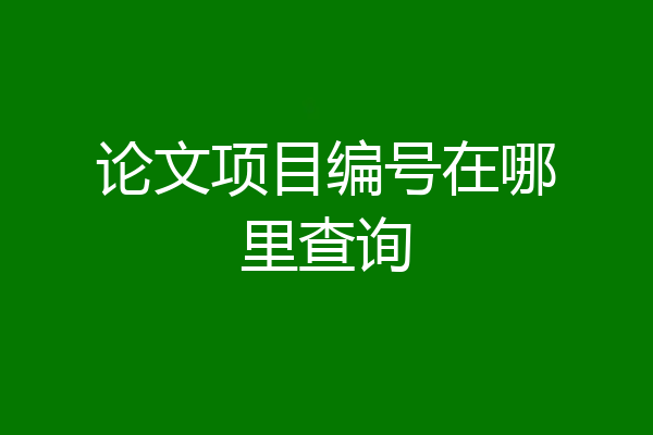 论文项目编号在哪里查询