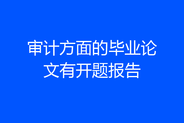 审计方面的毕业论文有开题报告